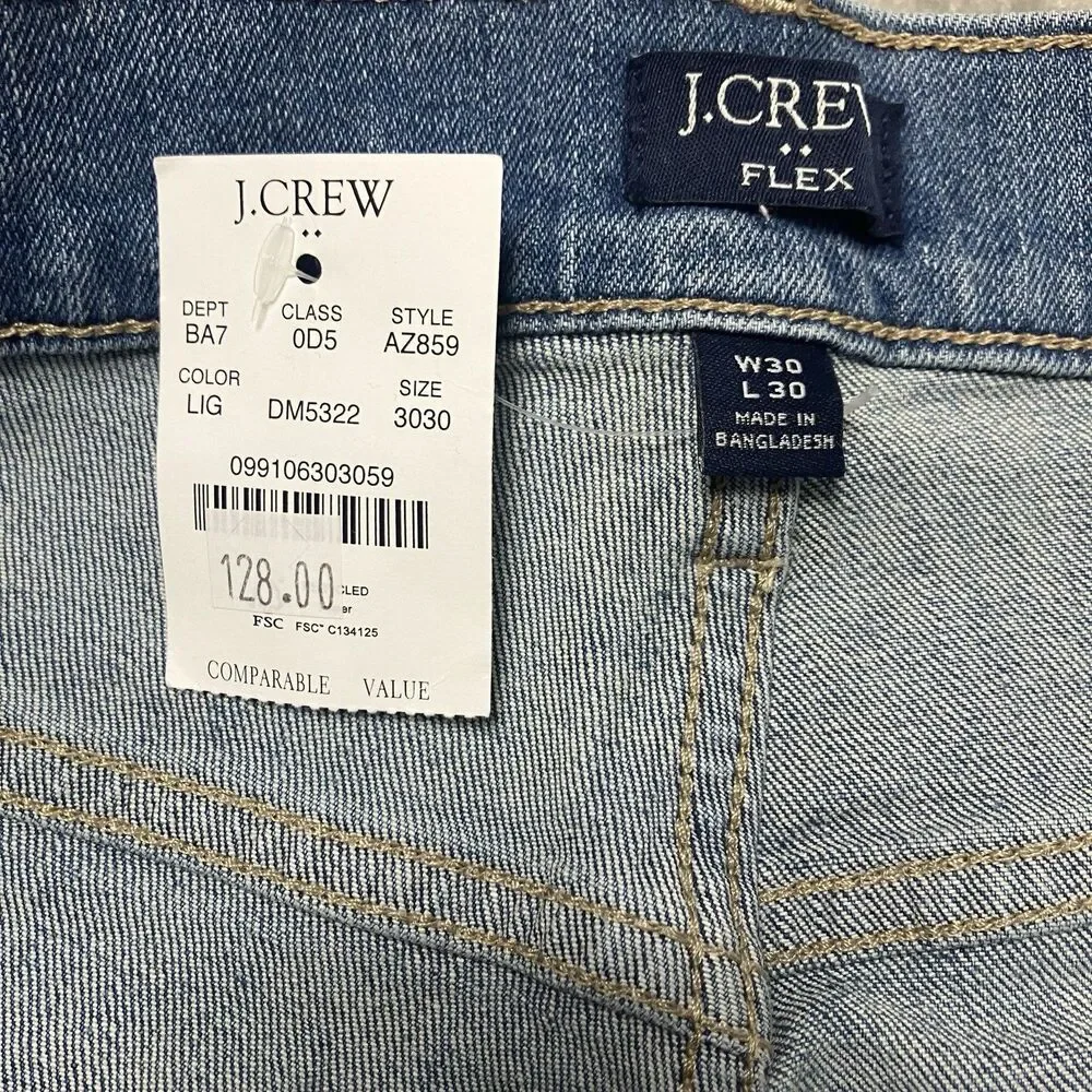 J Crew‎ Flex Jeans Mens 30x30 Light Wash Slim Signature Flex Stretch Denim AZ859